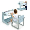 thumbnail image 1 of Gymax 2 en 1 Enfants Chevalet Table et Chaise Réglable Tableau de Peinture d'Art Bleu, 1 of 10