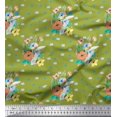 thumbnail image 1 of Soimoi Green Velvet Fabric Artistic Floral Print Sewing Fabric Yard 58 Inch Wide, 1 of 3
