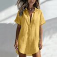 thumbnail image 4 of Holzkary Cotton Linen Tops for Women Side Split Curved Hem Beach Cover Up Dress Tunic Clothes Business Work Blouse Plus Size Shirt Going Out Tops Loose Fit Tops Stylish Tops Plain Office Blouse Flowy, 4 of 6