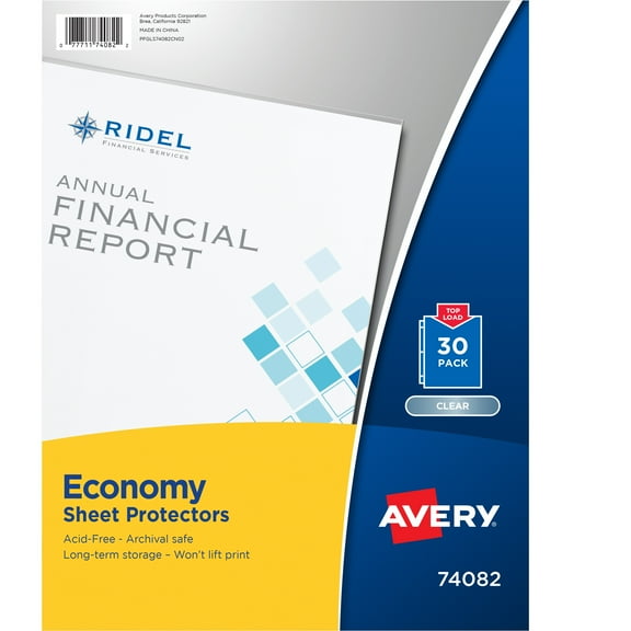 Avery Economy Clear Sheet Protectors, Archival Safe, 30 Protectors