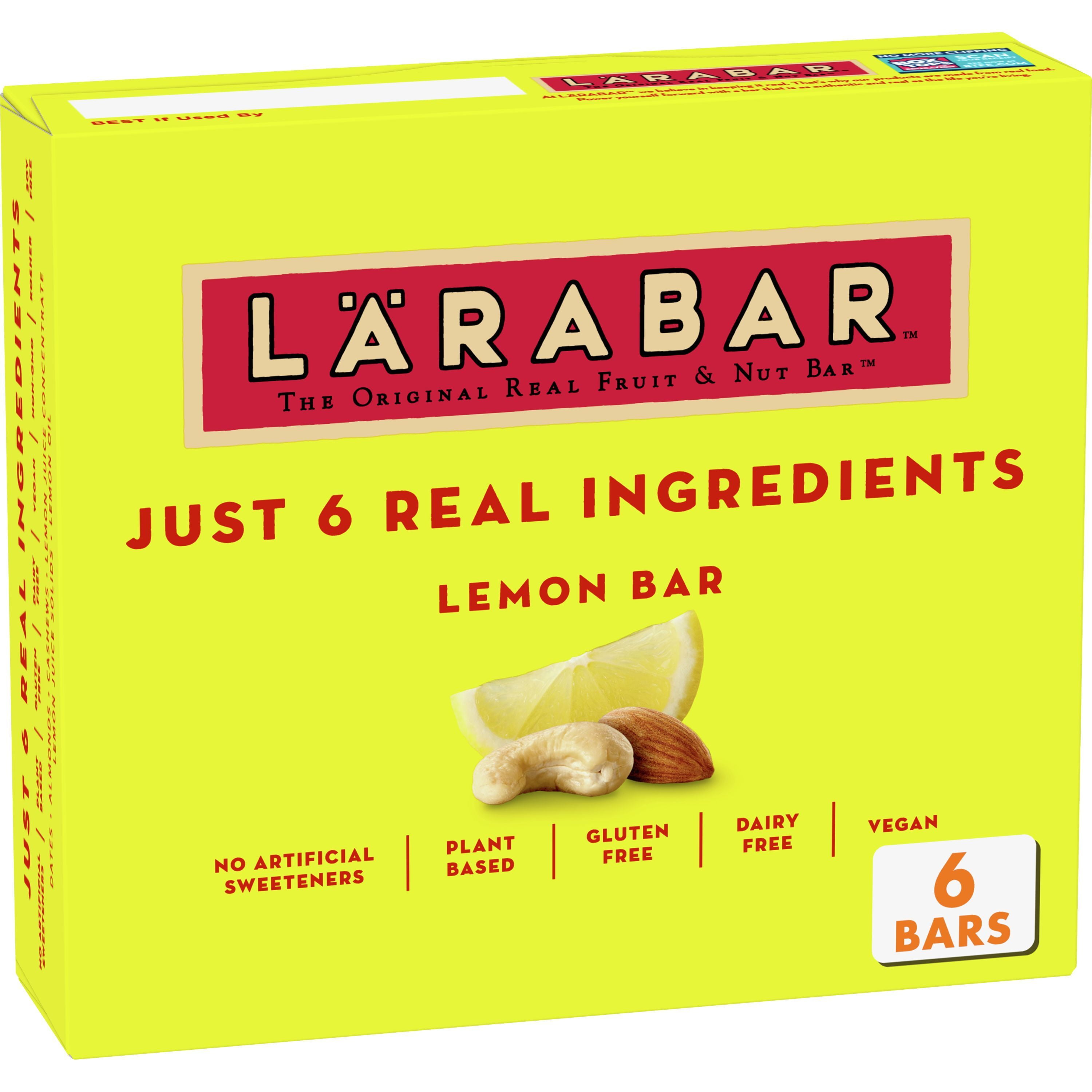Larabar Lemon Bar, Gluten Free Vegan Fruit & Nut Bar, 1.6 oz Bars, 6 Ct
