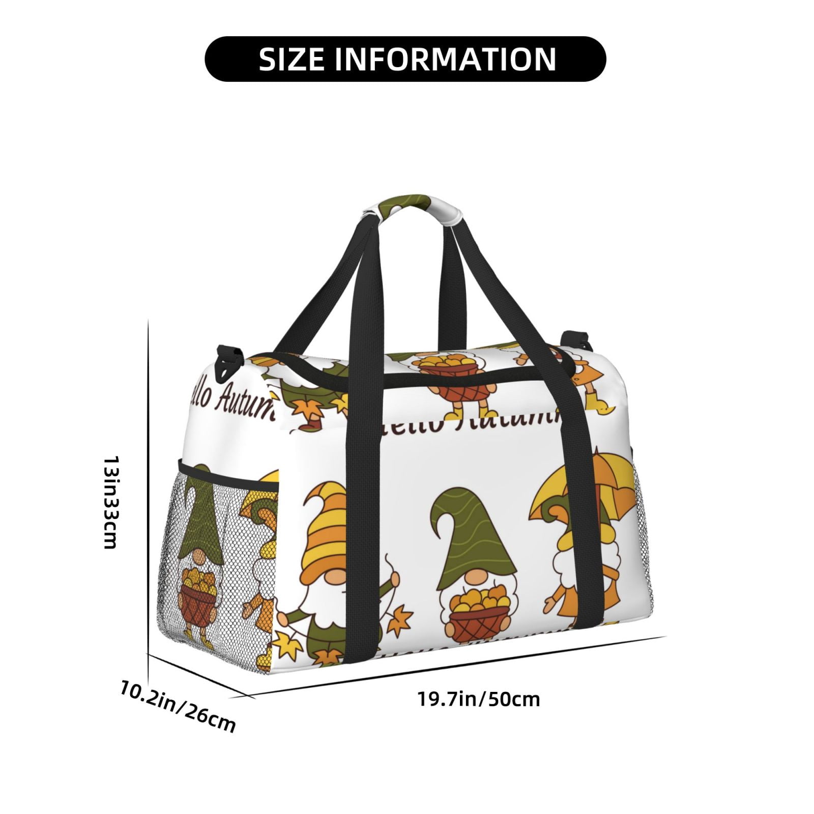 Fuzoiu Hello Autumn Print Travel Duffle Bag,Carry On Tote Bags,Duffel Bag,Sport Gym Bag, Hospital Bag for Labor and Delivery, Overnight Bag,Luggage Bag