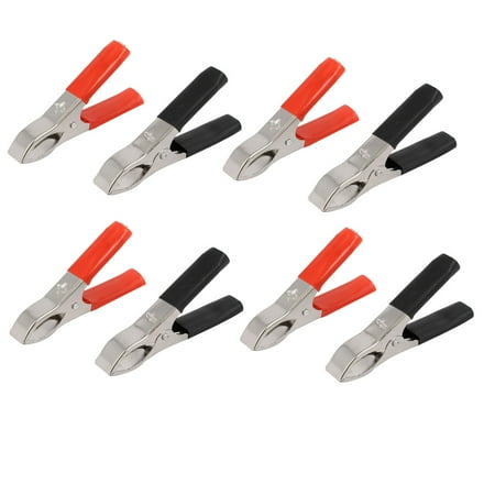

Unique Bargains 30A Plastic Coated Handle Insulating Alligator Clip Clamp Black Red 4 Pairs