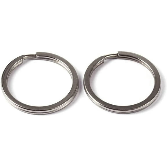 100Pcs Stainess Steel Flat Key Chain Rings 25mm 1 Inch Double Loops Metal Round Split Keyrings for Jewelry Making Car Home Key Organization