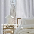thumbnail image 3 of White Blackout   ins with Sheer Overlay, Double Layer Nursery Drapes Grommet Silver Printed Thermal Insulated Panels for Bedroom/Living/Kide Room, 2 Panels Each 52 x 84 Inch, Greyish White, 3 of 9