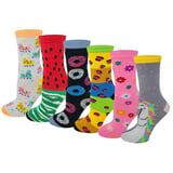 Sumona 6 Pairs Women Bright Colorful Assorted Fancy Design Novelty Crew ...