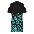 thumbnail image 5 of Otvok Women's Summer Cold Shoulder Dress V Neck Short Sleeve Leaf Print Beach Vacation Sundress Casual (Boho) Loose Mini Resort Dress, 5 of 6