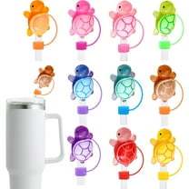 10Pcs Luminous Turtle Straw for Cup, 10mm Silicone Covers Accessories, Cute Topper for Tumblers, Reusable Dust-Proof Spill-Proof Plug