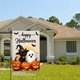 thumbnail image 2 of JOOCAR Happy Halloween Linen Garden Flag with Ghost, Cat, and Pumpkins for Fall Autumn Home Outdoor Garden Yard Door Decor 12x18 inch, 2 of 5
