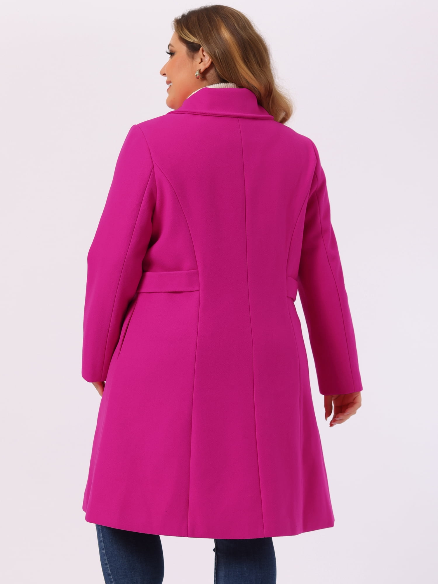 DARING DIVA Women's Plus Size Long Sleeve Utility Overcoat 3X Hot Pink
