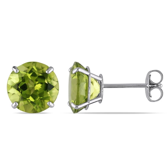 Everly Women's 4ct TGW Peridot 14k White Gold Solitaire Stud Earrings