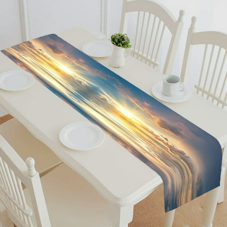 

ABPHQTO Beautiful Sunset Over Sea Reflection In Water Clouds Sky Table Runner Placemat Tablecloth For Home Decor 16x72 Inch