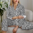 thumbnail image 6 of Uemuo Weave Geometric Pattern Womens Pajama Sets,PJ Set for Women,Pajamas for Women Logo,Long Sleeve Pajama Set for Women,Soft Long Sleeve Top With Pants-XX-Large, 6 of 9