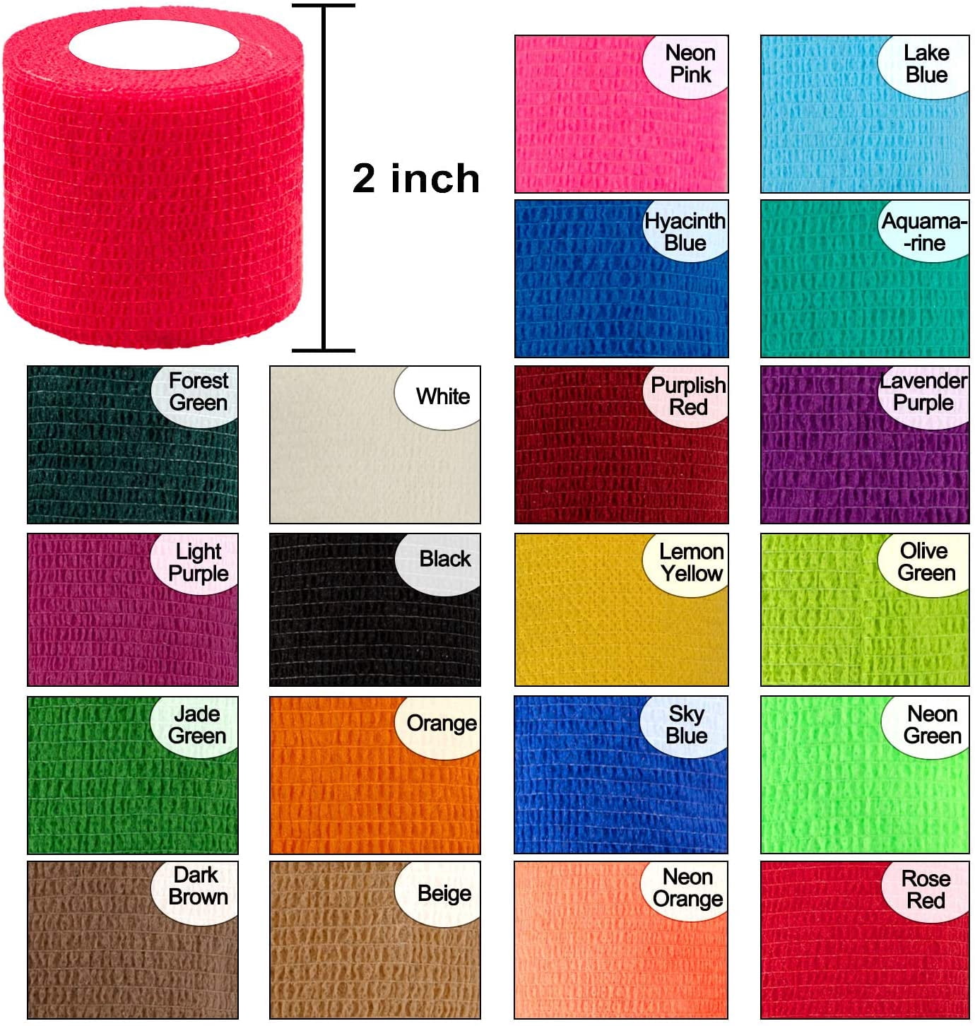 40 Rolls Self Adherent Wrap 2 Inch Self Adhesive Bandages Wrap Tape Stretch Bandage Self Stick Bandage Wraps for Wrist Ankle Swelling Sprains(20 Colors)