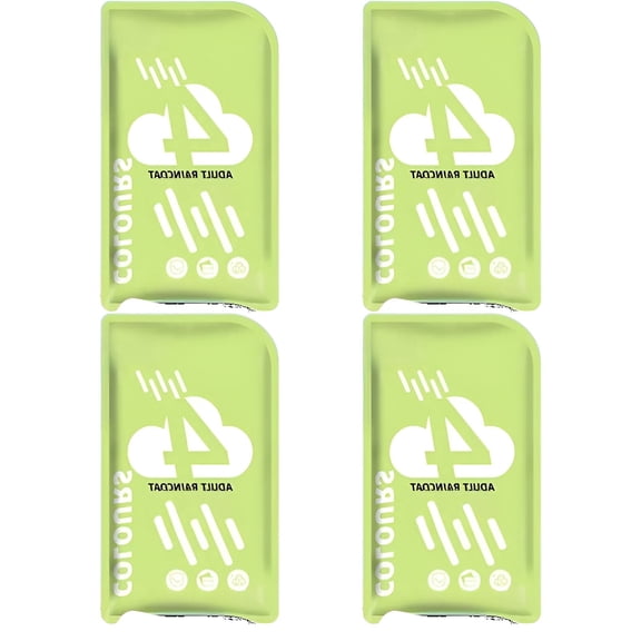 TELOLY 4 Pack Rain Ponchos for Adults, Lightweight Waterproof Rain Coats for Men & Women, Compact Travel & Hiking Emergency Gear, Green