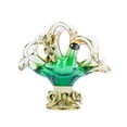 thumbnail image 2 of Murano Glass Napkin Holder Vase Decorative Centerpiece - Vintage Design Crystal Wedding Gift with Capodimonte Porcelain Flowers (Green), 2 of 2