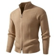 thumbnail image 2 of Txeol Men's Business Casual Cardigan Sweaters Slim Fit Cable Knitted Sweater Full Zip Mock Neck Knit Jacket 2025,Khaki,XL, 2 of 9