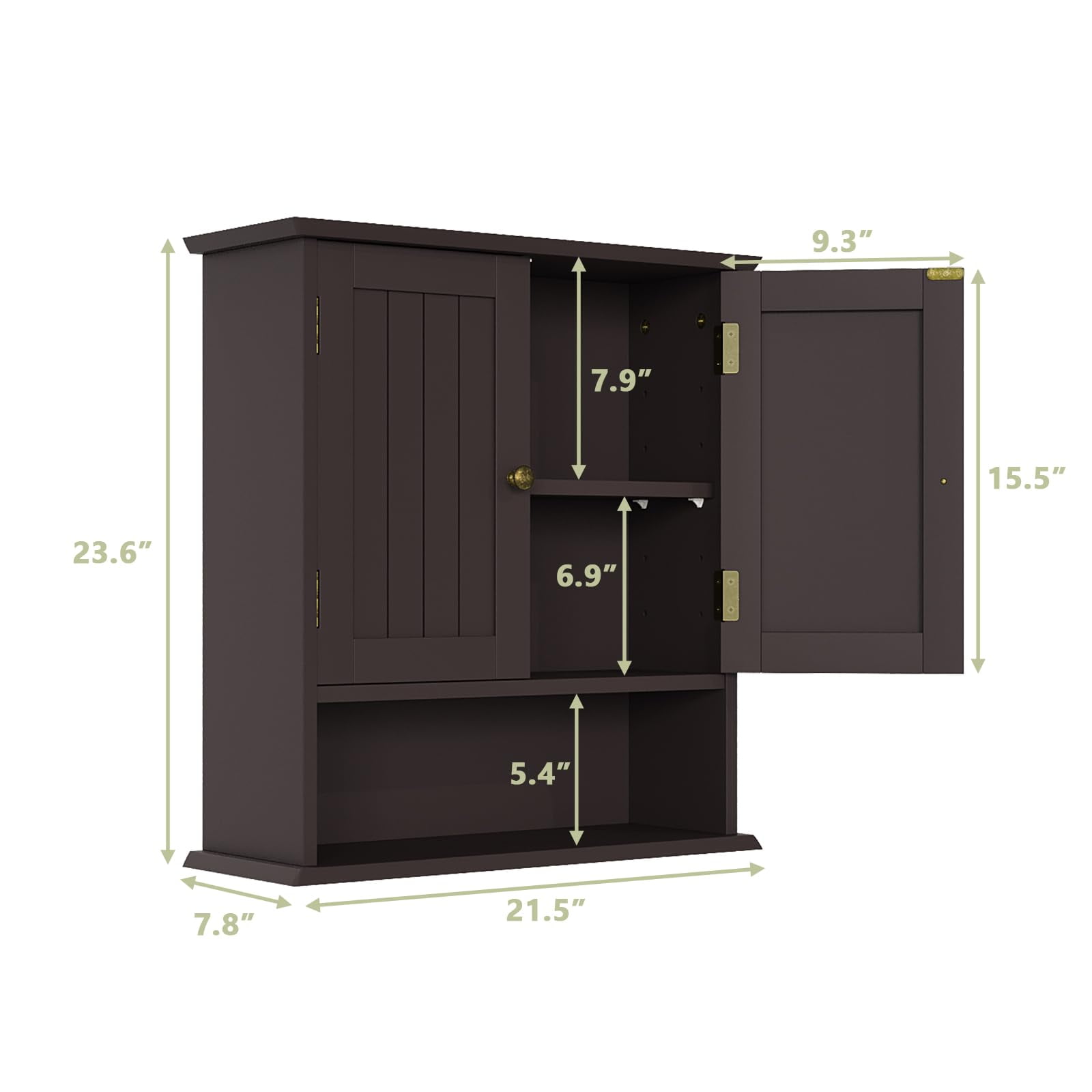 Algherohein Bathroom Medicine Cabinet with Shelf,Over the Toilet Storage Wall Cabinet,Brown Small