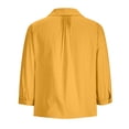 thumbnail image 5 of Jewelreauty Women Long Sleeve Pleated Shirts Lapel V Neck Drawstring Casual Tops Cotton Linen Loose Blouses (S, Yellow), 5 of 6