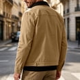 thumbnail image 4 of Men's Full Zip Jackets Fashion Patchwork Lapel Collar Coat Fall Long Sleeve No Hood Outerwear with Zip Pockets, 4 of 8