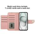 thumbnail image 4 of For Apple iPhone 16 Argyle Pattern PU Leather Wallet Case Magnetic Flip Cover 7-Card Slots Pocket With Detachable  Wrist Strap,Carol pink,For iPhone 16, 4 of 7