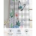 thumbnail image 6 of Watercolor Flowers Sheer Curtains 84 Inch Length 2 Panels Set for Living Room/Bedroom, Spring Butterflies Floral Gray Plaid Kitchen Curtains Grommet Semi-Sheer Curtains Window Treatments 42"x84"x2, 6 of 7