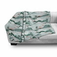 thumbnail image 2 of Hawaii Soft Flannel Fleece Throw Blanket, Pastel Tones Palm Trees and Beach Hills Paper Cut Style, Cozy Plush for Indoor and Outdoor Use, 50" x 60", Teal Blush, by Ambesonne, 2 of 5