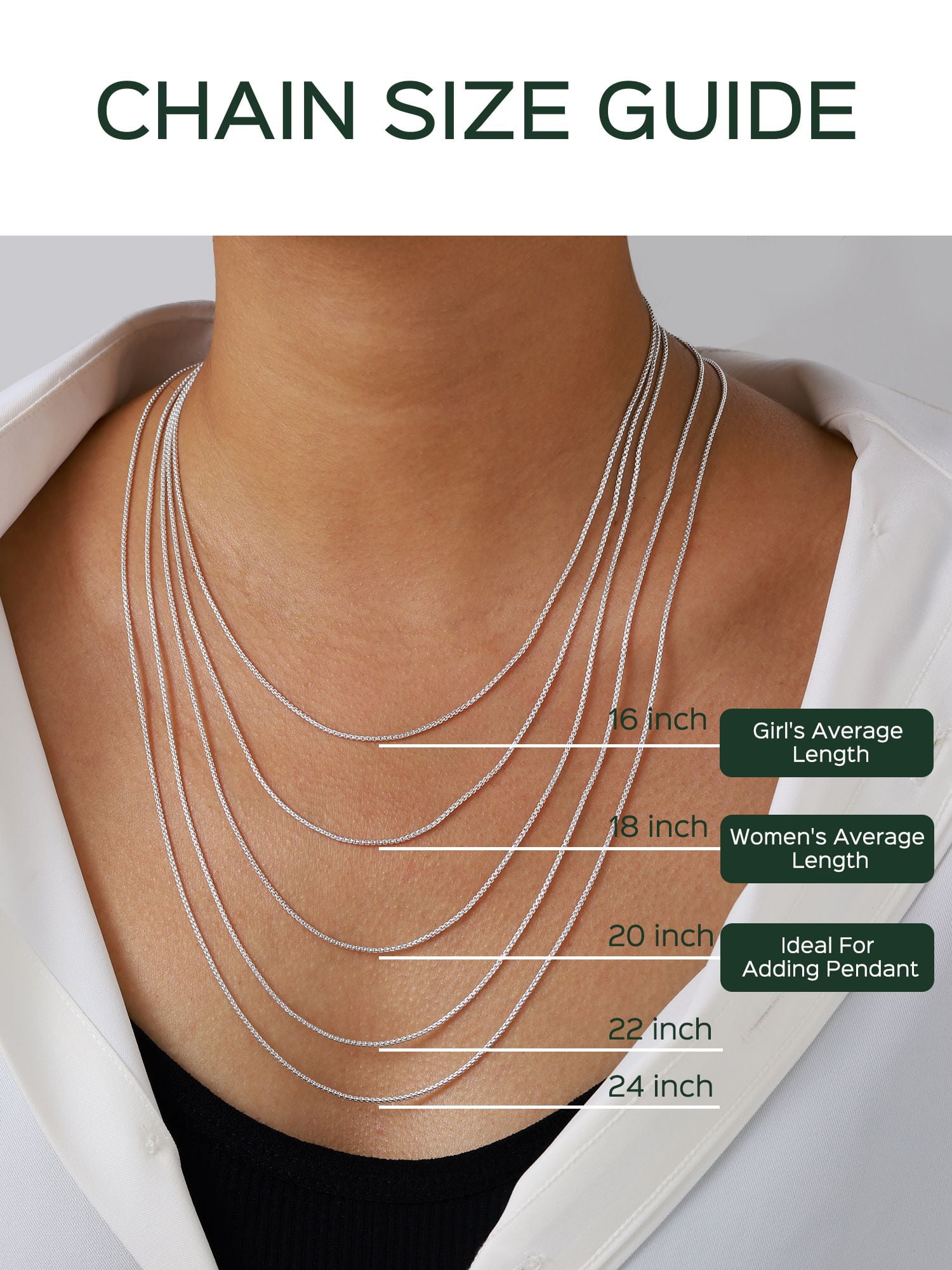 ChicSilver Solid Sterling Silver Polished Box Chain Necklace for Women  Pendants 1-2mm Thin Chains Made in Italy 16-24 inch