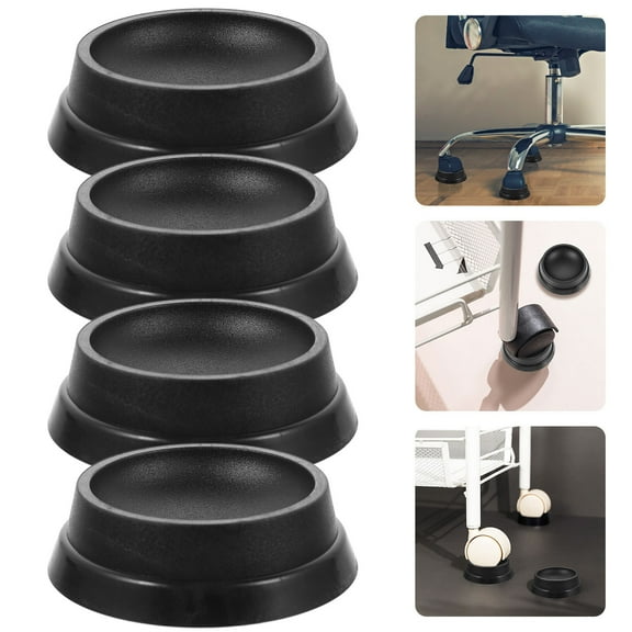 WHAMVOX  4 Pcs Rubber Chair Leg Caps Foot Floor Protectors Round Black