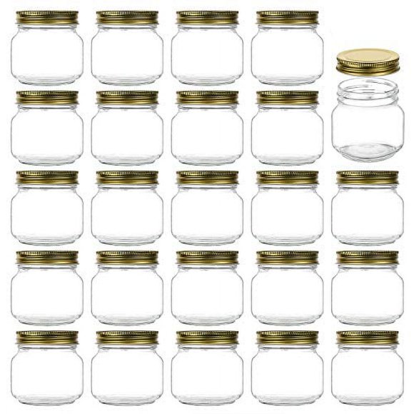 Encheng 8 oz Glass Jars With Lids,Ball Regular Mouth Mason Jars For Storage,Canning Jars For Caviar,Herb,Jelly,Jams,Honey,Dishware Safe,Set Of 24 … …