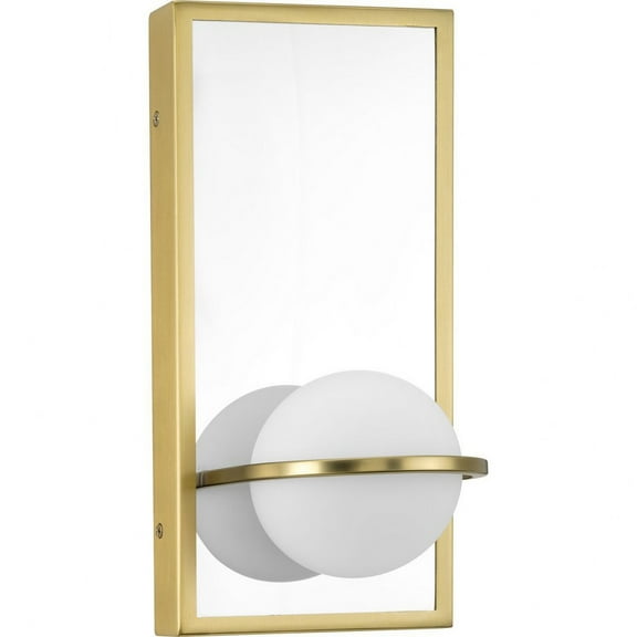 Progress Lighting Pearl 1-Light Wall Sconce, Satin Brass, Etched Opal Glass