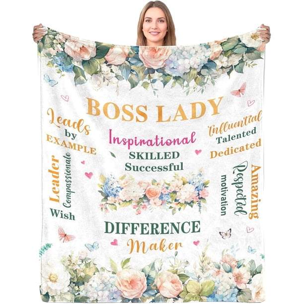 LHSHID Boss Gifts Boss Blanket Boss Gifts for Women Boss Lady Gifts from Employees Gifts for Female Boss Boss Birthday Christmas Retirement Appreciation Gifts boss Lady Flower Throw Blankets 40x50in