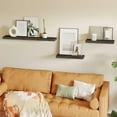 thumbnail image 6 of 15.8in Floating Shelves, Rustic Wood Finish Wall Shelves Set of 4, Shelves for Wall Decor, with Invisible Brackets for Bathroom, Living Room,Bedroom and Kitchen(Gray), 6 of 8