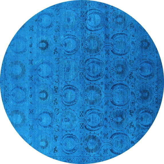 Ahgly Company Indoor Round Oriental Light Blue Industrial Area Rugs, 8' Round