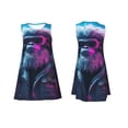 thumbnail image 3 of Bixox Hip-Hop Glasses Gorilla Print Women's Sleeveless A-Line Dress with Pockets, Casual Knee-Length Tank Dress for Summer-Small, 3 of 7