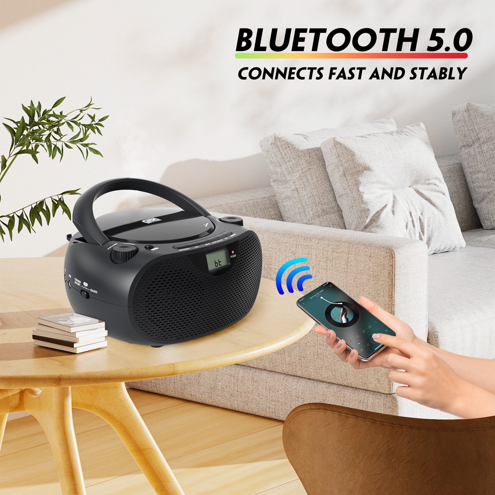 送料無料 百貨店 Portable Bass USB, Radio, AM/FM with Boombox CD Bluetooth ポップス/ロック(邦楽)