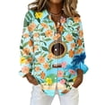 thumbnail image 2 of Minjewel Women's Tropical Print Button Up Shirt Long Sleeve Casual Top with Collar Hawaiian Style Blouse for Summer Beach Party and Everyday Fashion,Sky Blue,2XL, 2 of 6