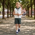 thumbnail image 3 of NIPAXO Boys Outfit Set, Sleeveless Polo Shirt & Plaid Shorts Preppy Style 2-Piece Shorts Set for Toddler Boys（4-5Y）, 3 of 6