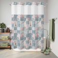 thumbnail image 6 of No Hook Shower Curtain, Blue Pink Botanical Shower Curtains for Bathroom with See Through Top Window, Spring Floral Vintage Waterproof & Washable Bath Curtain Extra Long 72"x84", 6 of 9