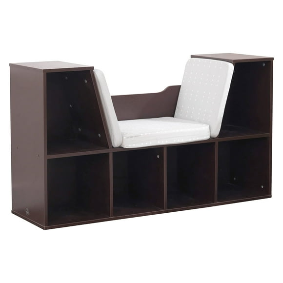 Librería KidKraft de madera con rincón de lectura, 6 estantes y cojín