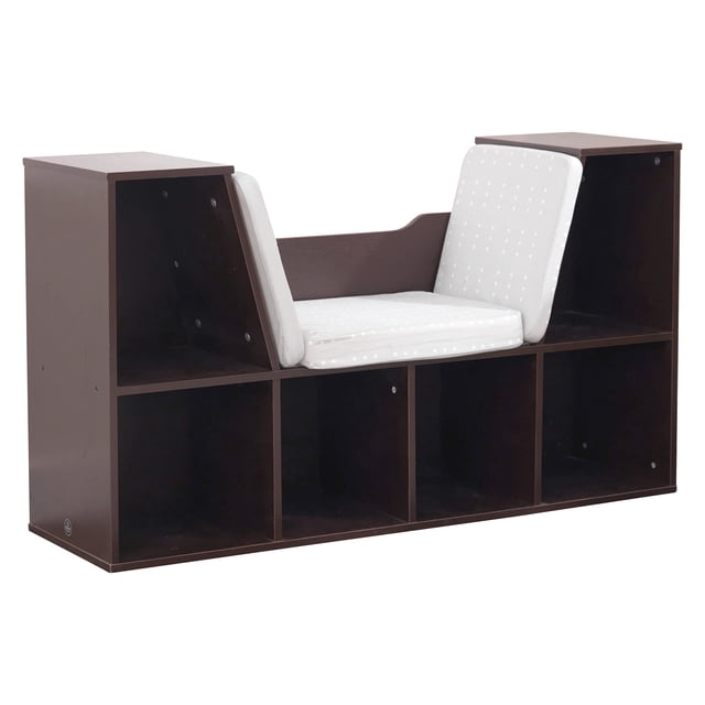 Librería KidKraft de madera con rincón de lectura, 6 estantes y cojín