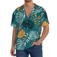 thumbnail image 3 of Vsdgher Tropical Leaves Print Men's Wrinkle Free Untucked Cuban Shirt Business Casual Button Down Shirts Short Sleeve Shirt, 3 of 7