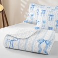 thumbnail image 4 of Manfei Blue Ribbon Bow Twin Quilt Set for Girls,Teens Female Geometric Stripes Twin Coverlet Set, 4 of 7