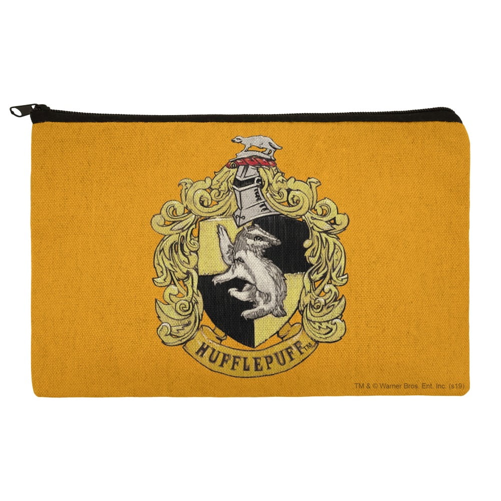Harry Potter Hufflepuff Painted Crest Pencil Pen Organizer Zipper Pouch Case