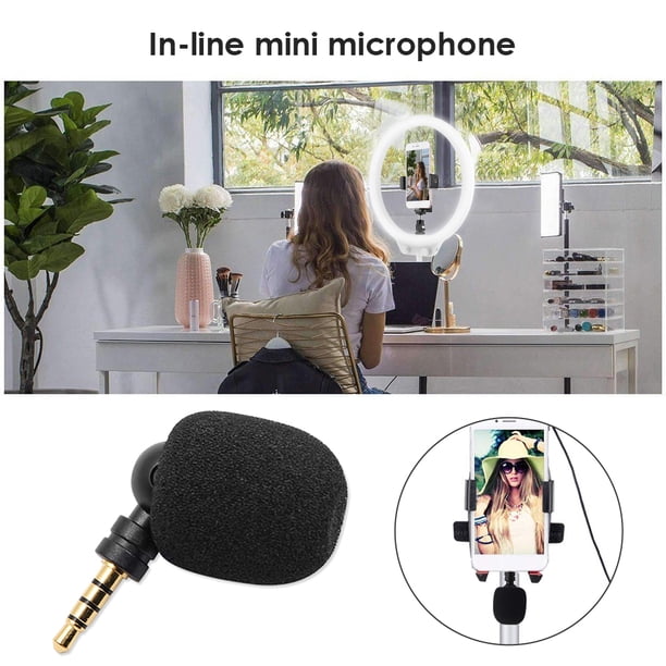 Mini micrófono portátil Micrófono jack de 3,5 mm para teléfono móvil PC portátil (estéreo)