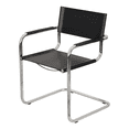 thumbnail image 7 of Breuer Chair Company Mart Stam Cantilever Armchair Arm Chair w/ Chrome Steel Frame & Black Bonded Leather by Furnish Theory, 7 of 7