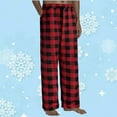 thumbnail image 3 of LEEYNEER Men‘s Cotton Flannel Sleep Pants Buffalo Plaid Straight Leg Soft Micro Fleece Pajama Pants Casual Elastic Waist Drawstring Lounge Pants, 3 of 3