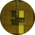 thumbnail image 1 of Ahgly Company Indoor Round Abstract Yellow Modern Area Rugs, 3' Round, 1 of 4