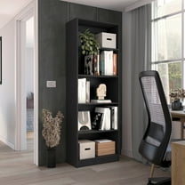 Nmkwnr 5 Shelves Wood Open Bookshelf Book Storage Rack Bookcase for Home, Office, Black