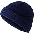 thumbnail image 2 of Thin Fisherman Beanie Hat for Men Women -Knit Cuff Short Fashion Watch Cap,Trawler Slouchy Skull Cap Navy, 2 of 3